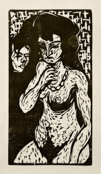 Nude Girl with Self-Portrait by Ernst Ludwig Kirchner