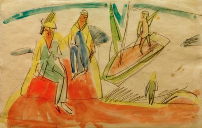 People and Boat on the Beach by Ernst Ludwig Kirchner
