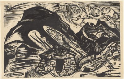 Mountains with a Mountain Hut by Ernst Ludwig Kirchner