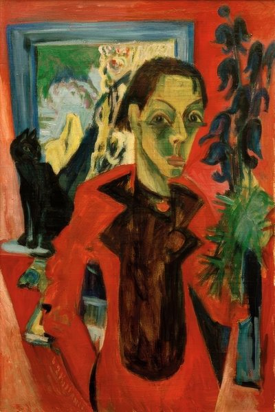 Self-Portrait with Cat by Ernst Ludwig Kirchner