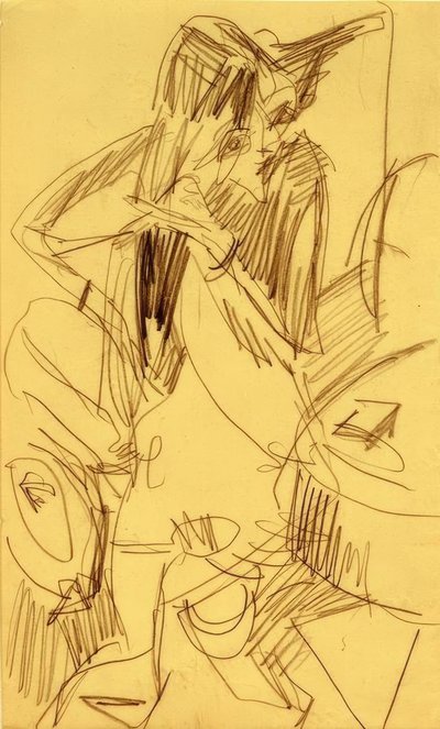 Nude Combing Hair by Ernst Ludwig Kirchner