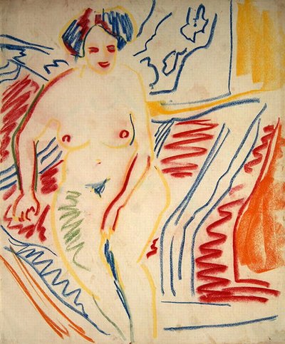 Sitting Nude with Blue Hair by Ernst Ludwig Kirchner