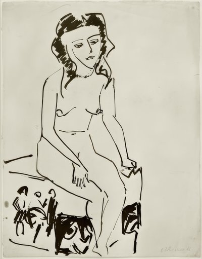 Seated Female Nude by Ernst Ludwig Kirchner