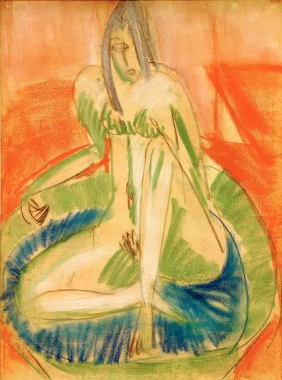 Seated Female Nude in Tub by Ernst Ludwig Kirchner