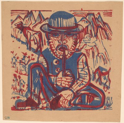 Smoking Peasant by Ernst Ludwig Kirchner
