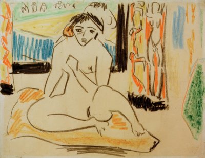 Female Nude in Mirror by Ernst Ludwig Kirchner