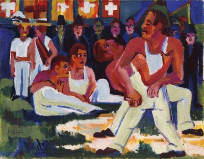 Wrestler, 1923 by Ernst Ludwig Kirchner