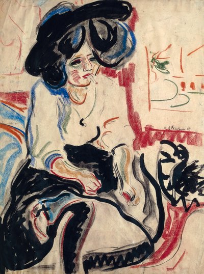 Young Woman with Cigarette by Ernst Ludwig Kirchner