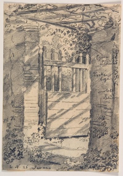 An Open Garden Gate Overshadowed by Vine Leaves by Ernst Meyer