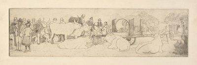 Farm Scene with Bulls by Esther Blaikie MacKinnon