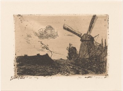 Mill near a Farm by Etha Fles (signed by artist)