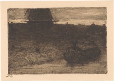 Boat on a Canal by Etha Fles (signed by artist)