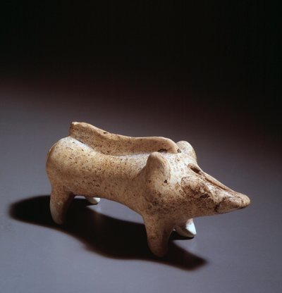 Pig-shaped ceramic unguentarium, 580-560 BC by Etruscan