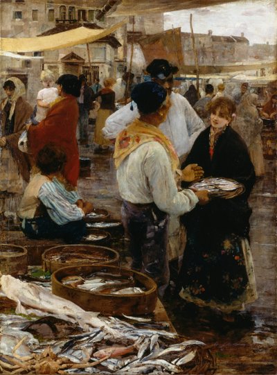 Fish Market in Venice by Ettore Tito