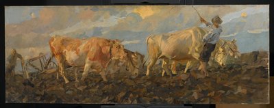 Oxen Ploughing, 1911 by Ettore Tito