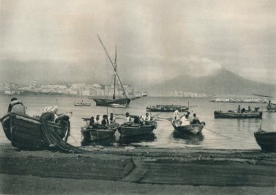 Fishermen putting to sea, Naples, Italy by Eugen Poppel