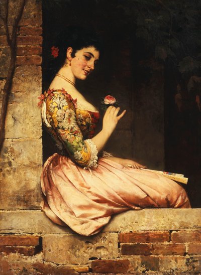 The Pink Rose by Eugen von Blaas