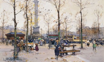 Place de la Bastille, Paris by Eugene Galien Laloue