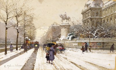 Paris in Winter by Eugene Galien Laloue