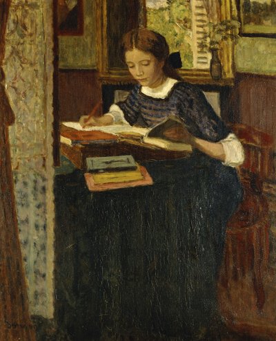 Girl Writing by Eugene Antoine Durenne