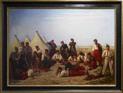The lottery game at Chalons camp by Eugene Bellanger