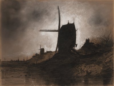 Windmills in a Landscape by Eugene Deshayes