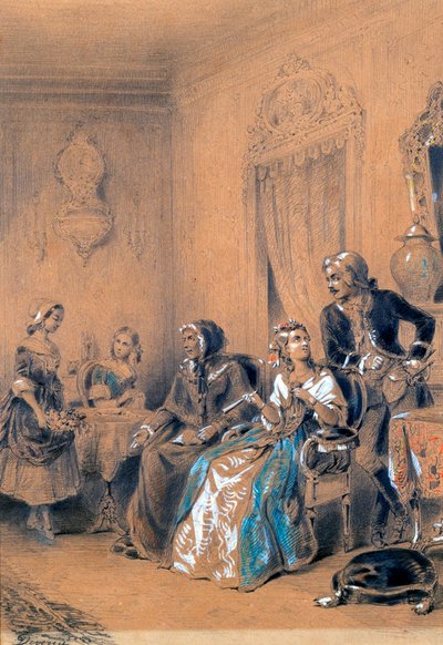 Indoor Scene by Eugene Deveria