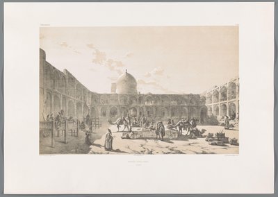 Caravanserai-i-Shah in Qazvin by Eugene Flandin