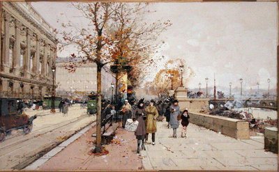 The Seine, Paris by Eugene Galien Laloue