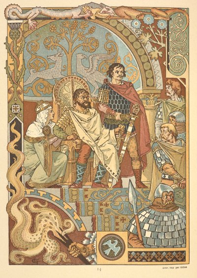 A King on His Throne, in Court by Eugene Grasset