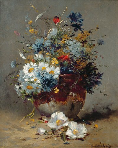 Daisies and Cornflowers by Eugene Henri Cauchois
