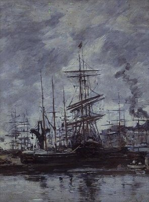 Boats at Le Havre by Eugene Louis Boudin
