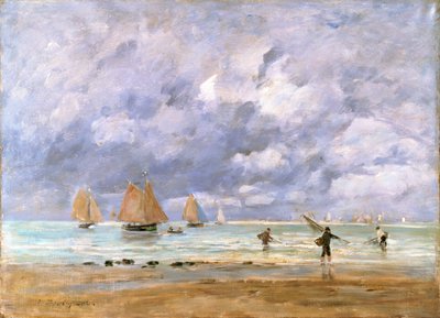 Fishermen and Sailboats in Trouville, 1892 by Eugene Louis Boudin