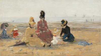 On the Beach, Trouville by Eugene Louis Boudin