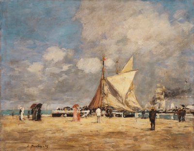 On the Pier, Deauville by Eugene Louis Boudin