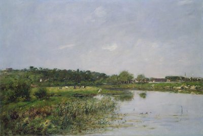 Riverside at La Touques, 1890 by Eugene Louis Boudin