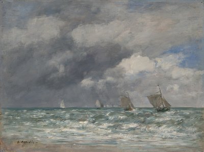 Sailboats Near Trouville by Eugene Louis Boudin