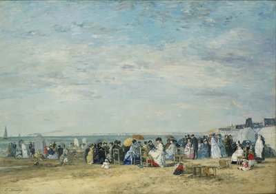 The Beach at Trouville by Eugene Louis Boudin