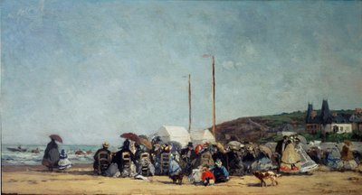 The Beach at Trouville by Eugene Louis Boudin