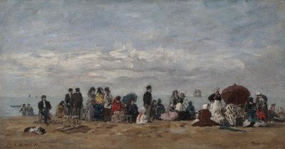 The Beach at Trouville by Eugene Louis Boudin
