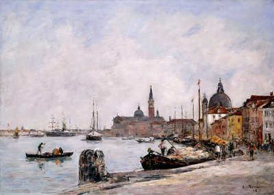 The Quay on Giudecca, Venice by Eugene Louis Boudin