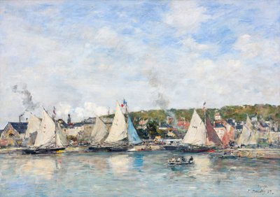 The port of Trouville by Eugene Louis Boudin