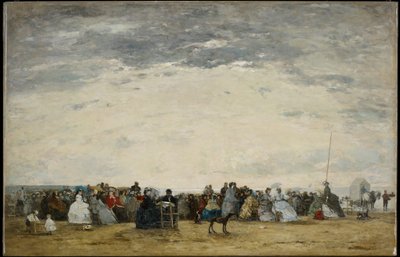 Vacationers on the Beach at Trouville by Eugene Louis Boudin