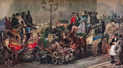 Traffic Trouble in 50, 19th century by Eugene Louis Lami