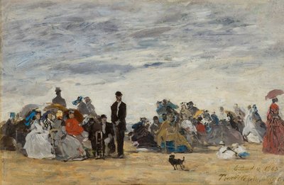 The Beach at Trouville by Eugene Louis Boudin