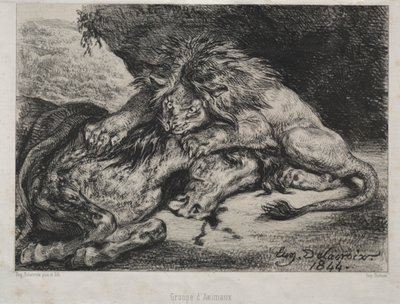 Lion Devouring a Horse by Eugène Delacroix