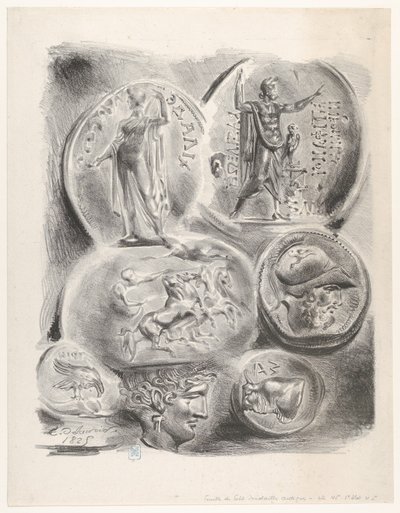 Studies of Seven Greek Coins, 1825 by Eugène Delacroix