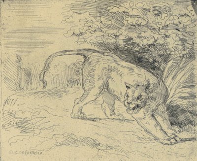 Tiger on Alert by Eugène Delacroix