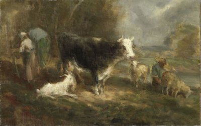 Farmyard with Cattle by Eugène Fromentin Dupeux