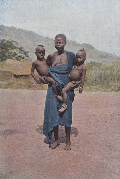 Dahomean Woman Carrying Her Twins by European Photographer